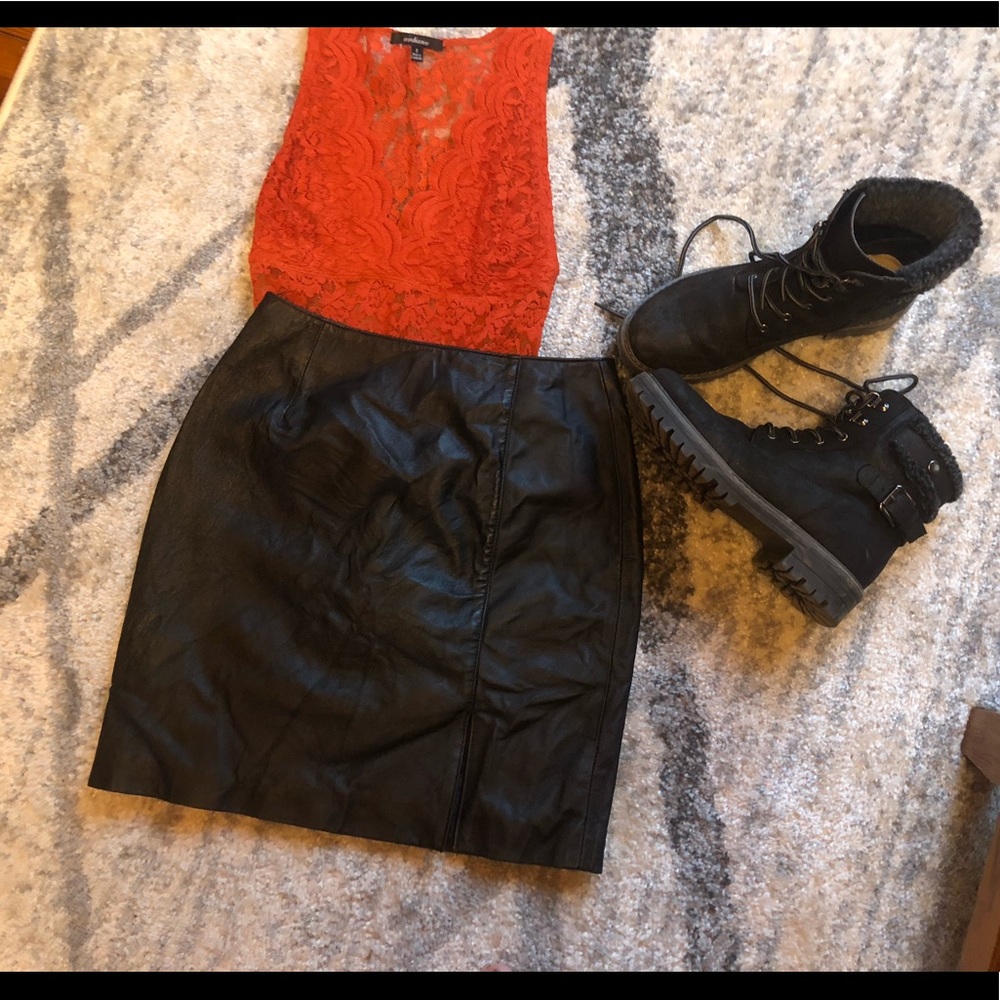 Black leather skirt
